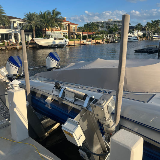 PolePad installed on boat lift guide pole